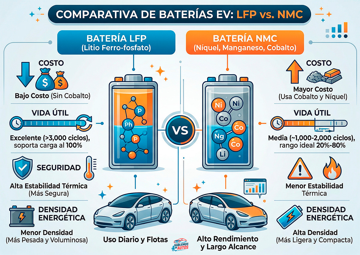 Comparativa de tipo de baterías EV